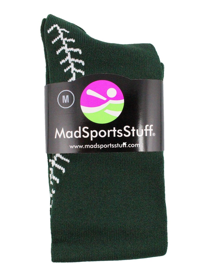 MadSportsStuff Softball Socks with Stitches Over the Calf (Dark Green/White, Small) - Image 3